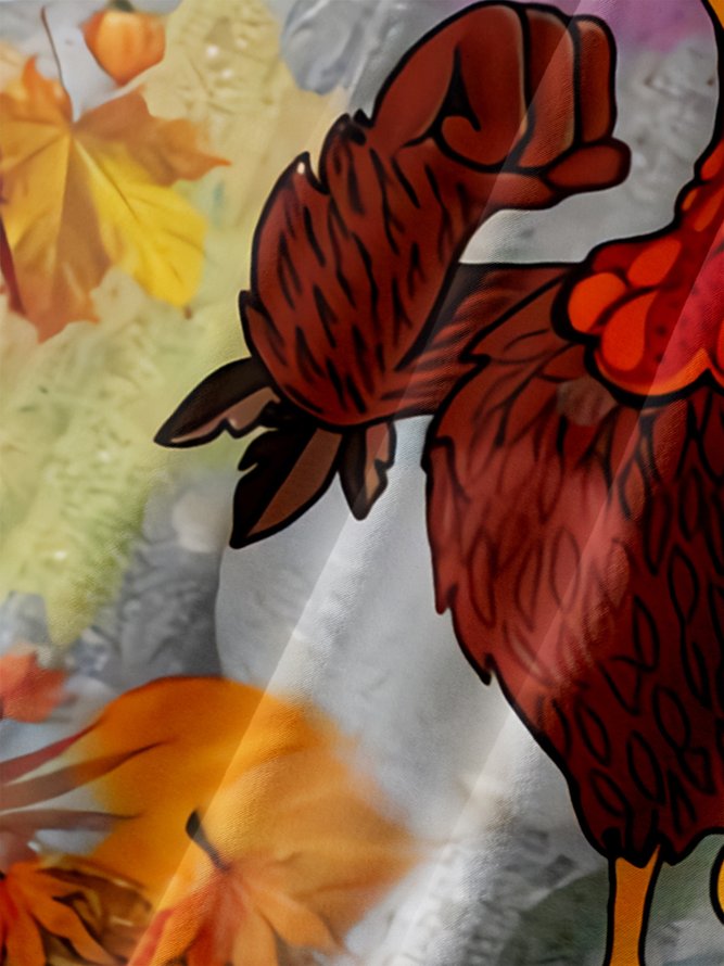 Hardaddy Thanksgiving Turkey Chest Pocket Short Sleeve Hawaiian Shirt