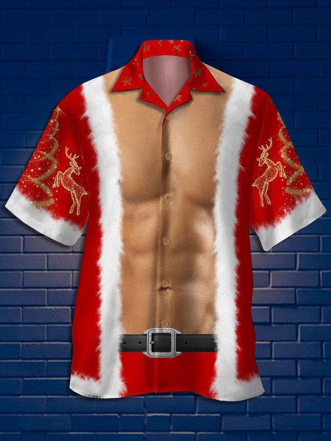 Hardaddy Big Size Christmas Short Sleeve Aloha Shirt