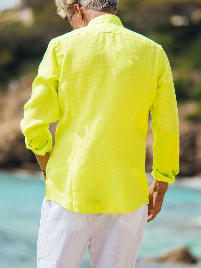 Hardaddy Cotton Plain Long Sleeve Casual Shirt