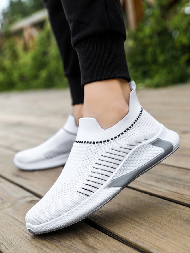 Hardaddy Men Minimalist Breathable Mesh Fabric Slip On Sneakers