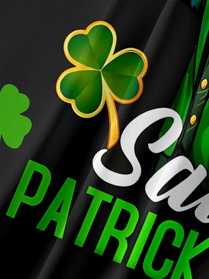 Hardaddy Hawaiian Button Up Shirt for Men Green St. Patrick's Day Lucky Clover Gold Coins Music Guitar Regular Fit Short Sleeve Shirt St Paddy's Day Shirt