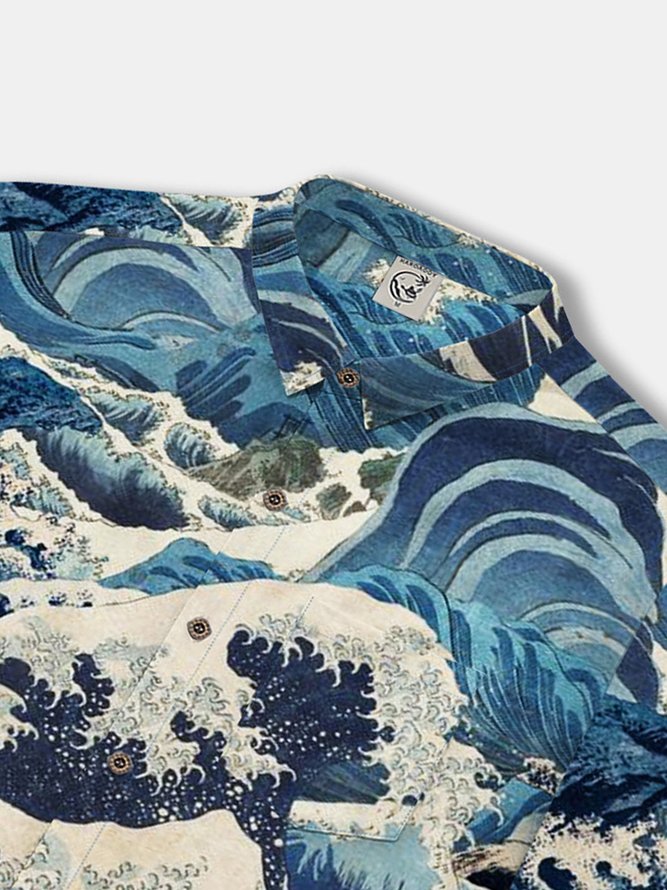 Ukiyo-e Waves Cotton Shirt