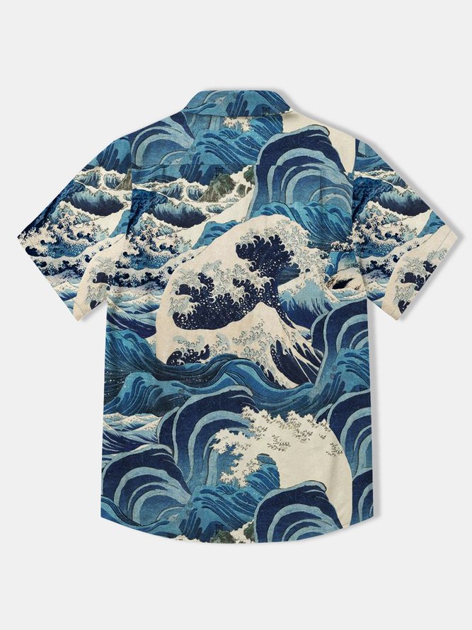 Ukiyo-e Waves Cotton Shirt
