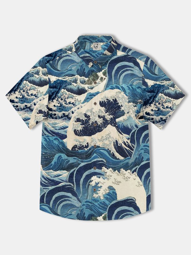 Ukiyo-e Waves Cotton Shirt