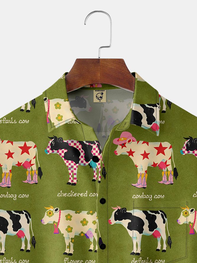 Animal Chest Pocket Short Sleeve Hawaiian Shirt By Andreea Dumuta