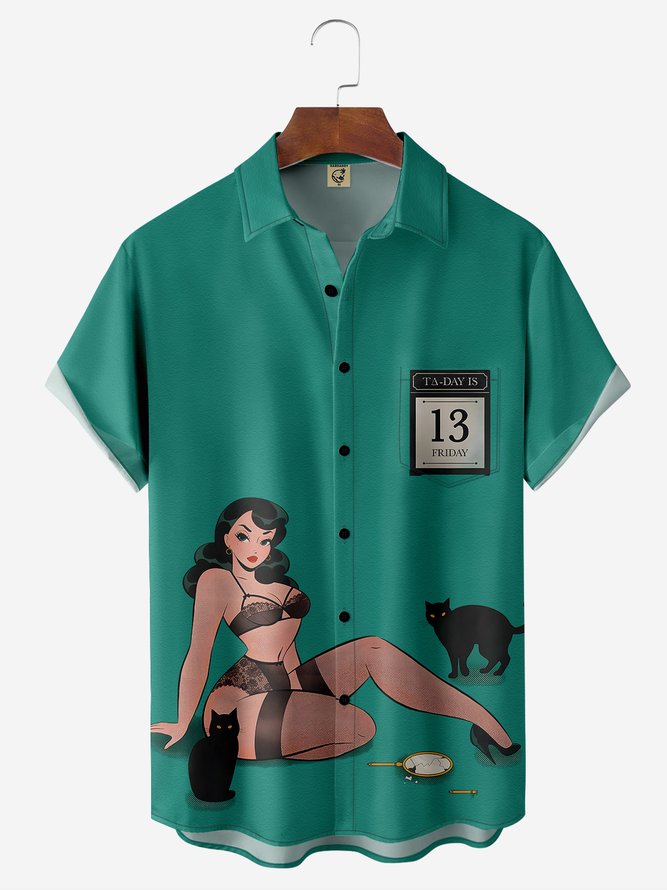Green Beauty Cat Shirt By Alice Meow