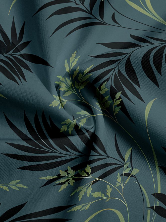 Hardaddy Palm Tree Leaf Shirt Men Summer Leaf Vacation Micro-Elasticity Daily Short Sleeve Regular H-Line Camp Collar Aloha Shirts