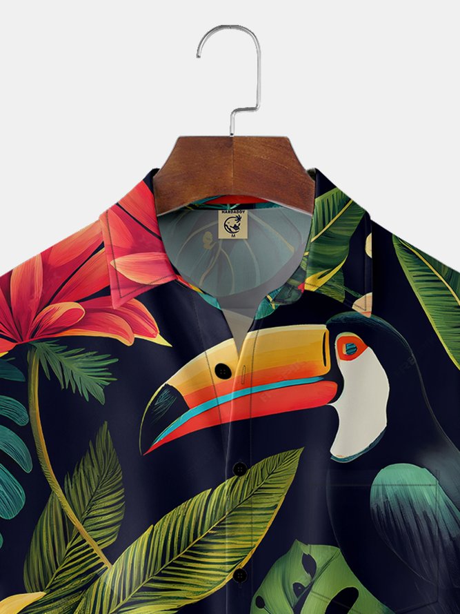 Moisture-wicking Toucan Chest Pocket Hawaiian Shirt