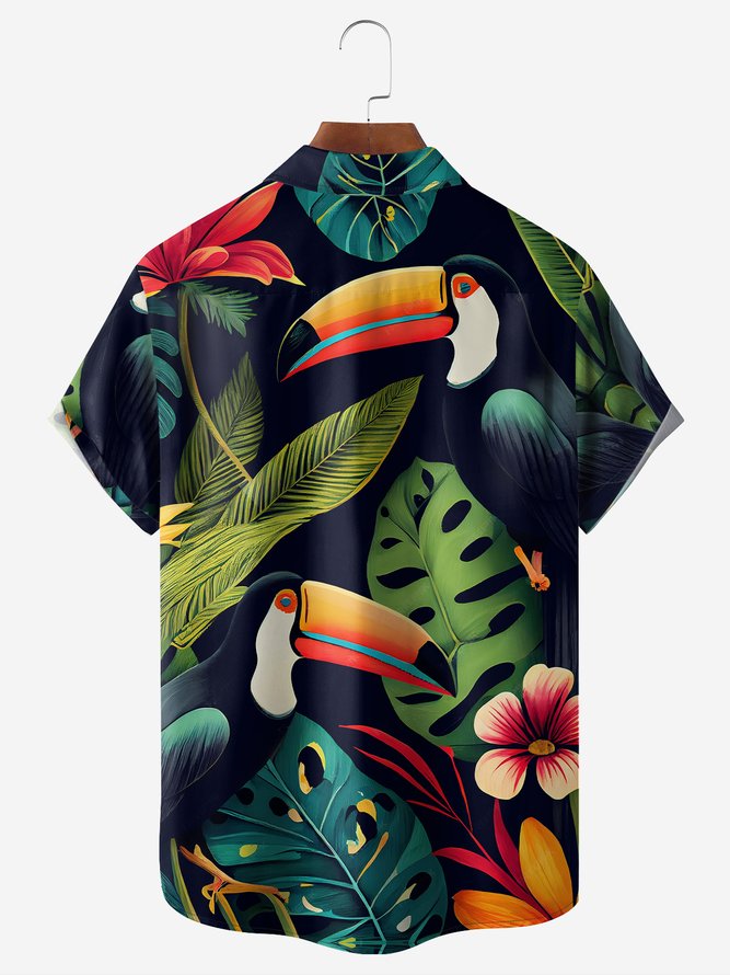 Moisture-wicking Toucan Chest Pocket Hawaiian Shirt