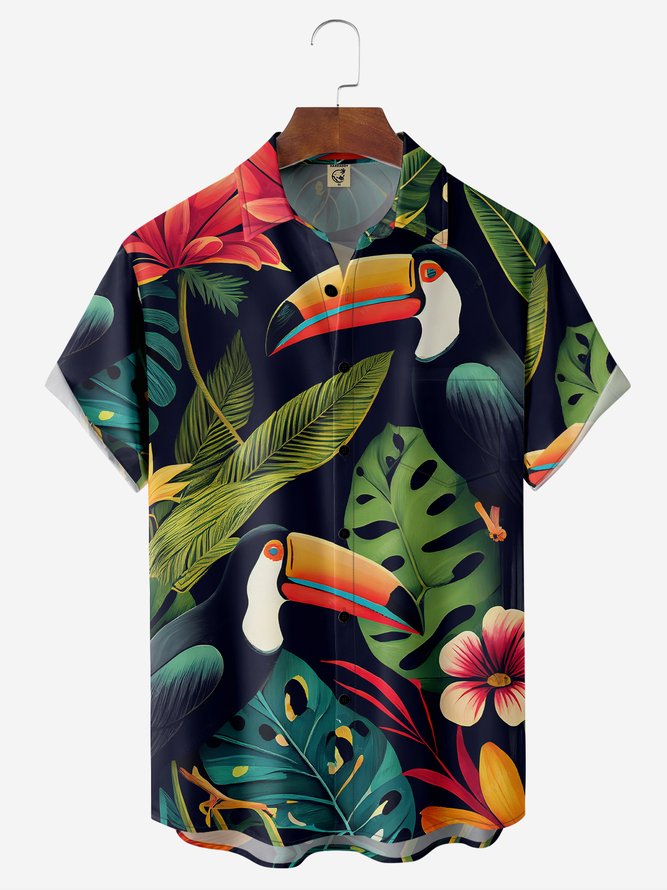 Moisture-wicking Toucan Chest Pocket Hawaiian Shirt
