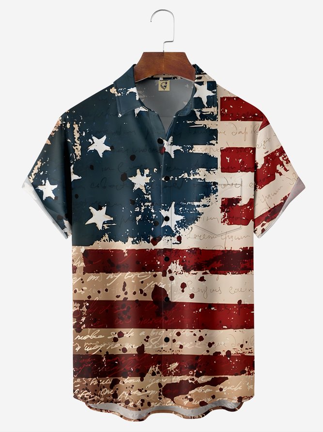 Hardaddy Quick Dry Breathable Memorial Day Chest Pocket Casual Shirt