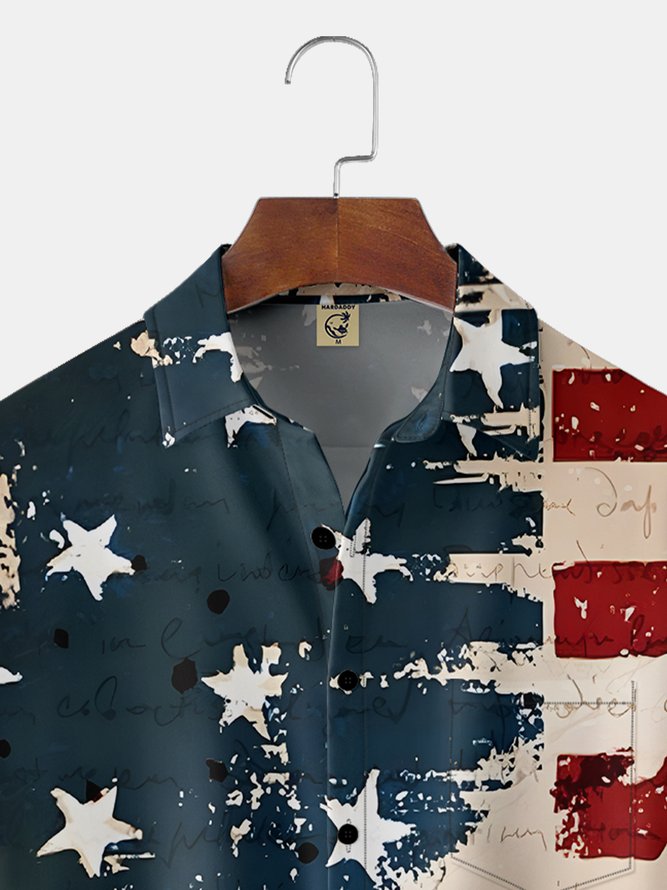 Hardaddy Quick Dry Breathable Memorial Day Chest Pocket Casual Shirt