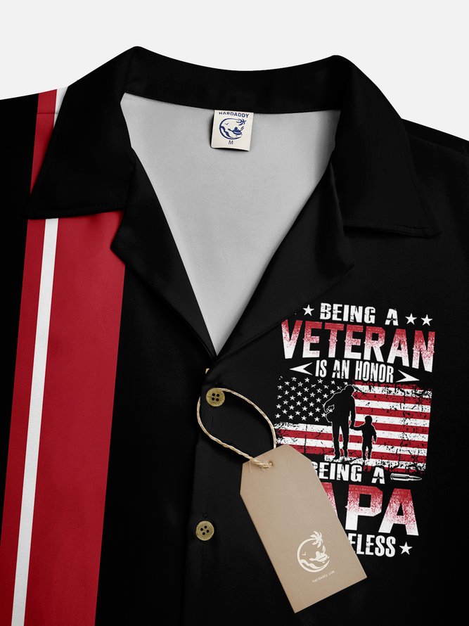 Hardaddy Moisture-wicking American Flag Veteran Father Bowling Shirt