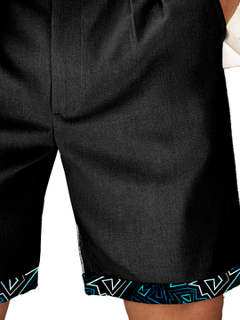 Hardaddy Cotton Plain Contrast Patchwork Geometric Bermuda