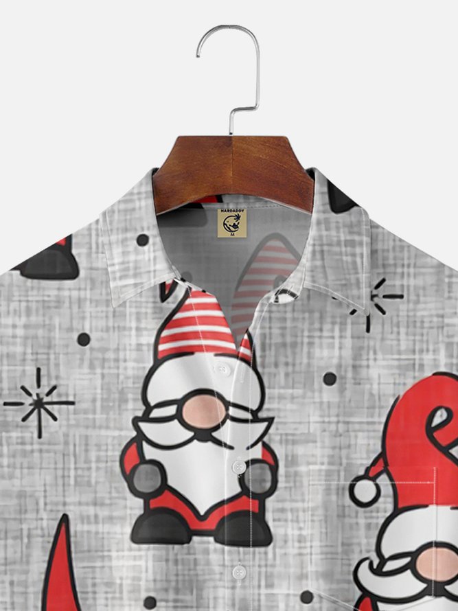 Hardaddy Men's Christmas Santa Print Casual Breathable Short Sleeve Shirt
