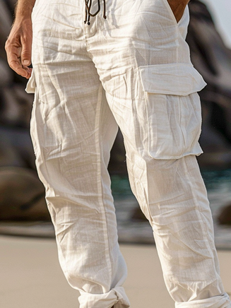 Cotton Plain Casual Cargo Pants