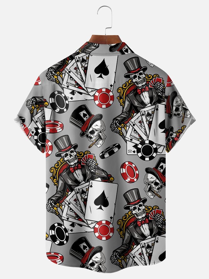 Poker Chest Pocket Short Sleeve Hawaiian Shirt