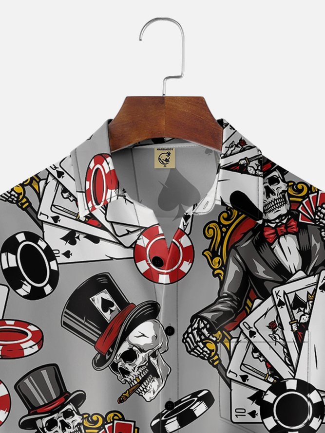 Poker Chest Pocket Short Sleeve Hawaiian Shirt