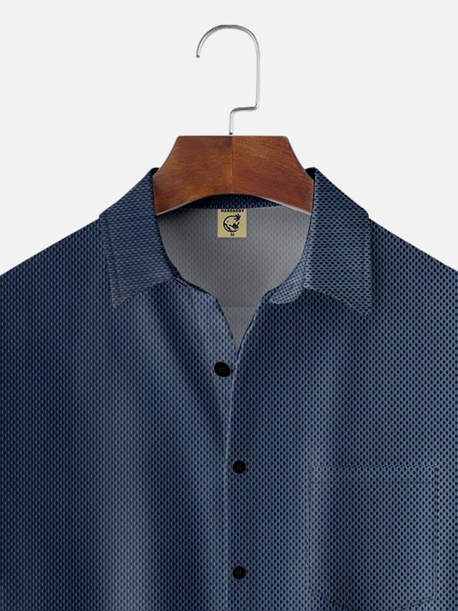 Hardaddy Gradient Color Chest Pocket Short Sleeve Casual Shirt