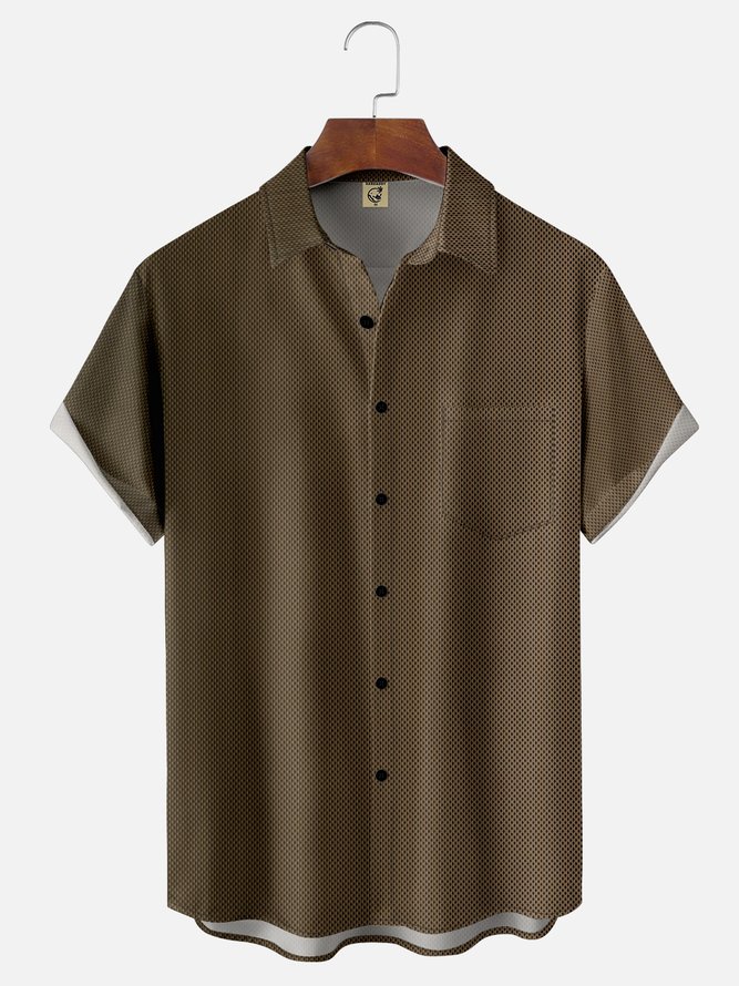 Hardaddy Gradient Color Chest Pocket Short Sleeve Casual Shirt