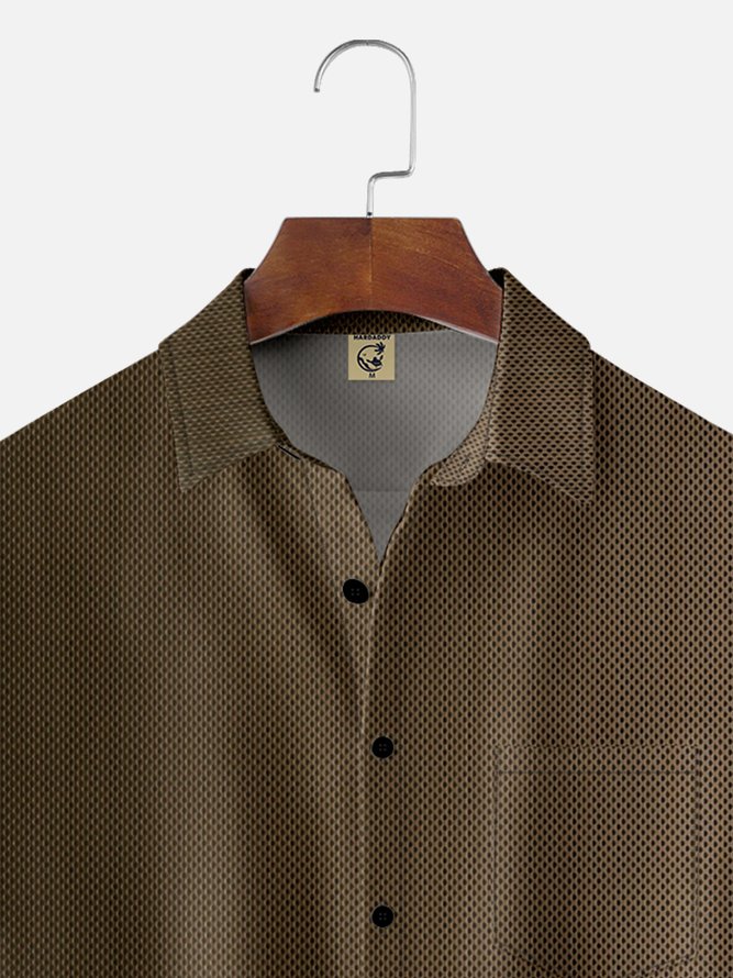Hardaddy Gradient Color Chest Pocket Short Sleeve Casual Shirt