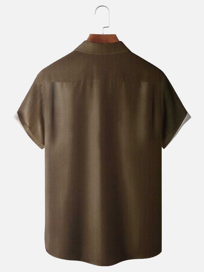 Hardaddy Gradient Color Chest Pocket Short Sleeve Casual Shirt