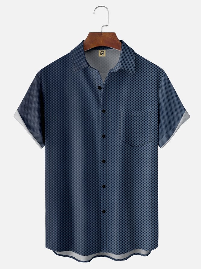 Hardaddy Gradient Color Chest Pocket Short Sleeve Casual Shirt