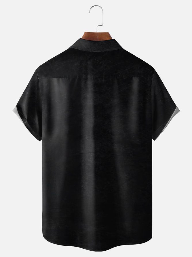 Moisture-wicking Japanese Architecture Sakura Chest Pocket Bowling Shirt
