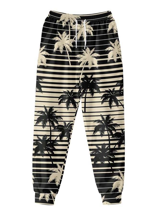 Moisture Wicking Striped Coconut Tree Lounge Pants