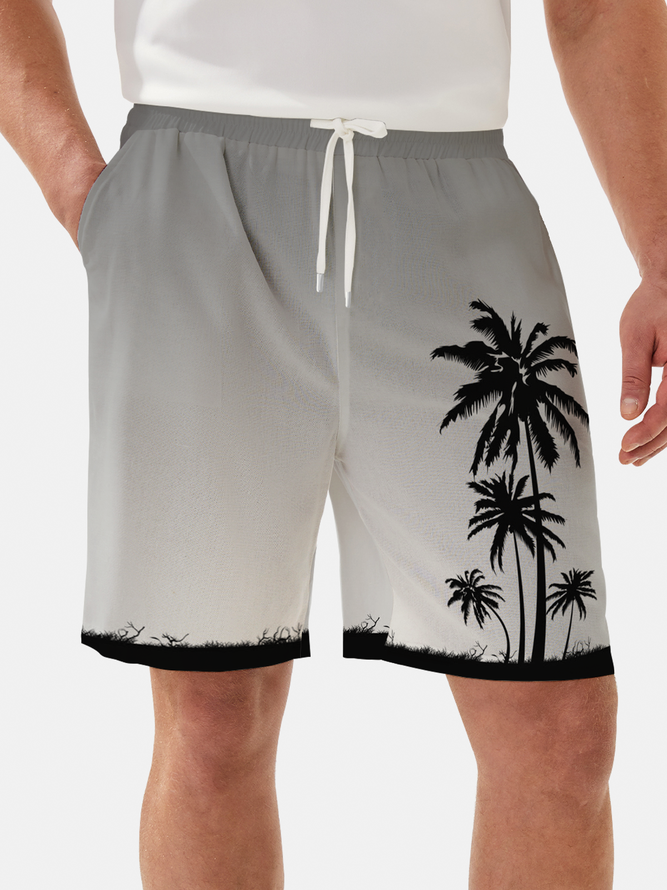 Moisture Wicking Gradient Coconut Tree Casual Shorts