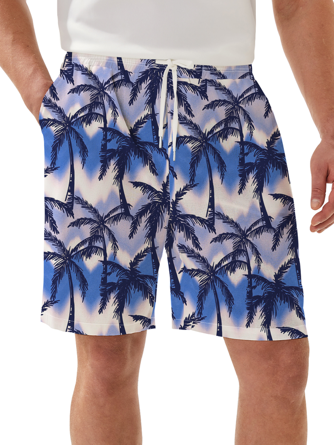 Moisture Wicking Gradient Coconut Tree Casual Shorts