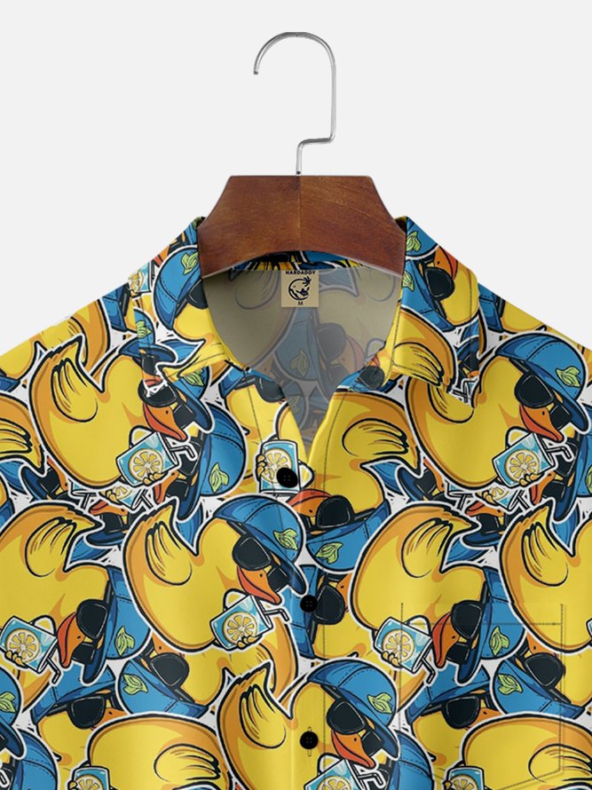 Moisture-wicking Duck Chest Pocket Hawaiian Shirt