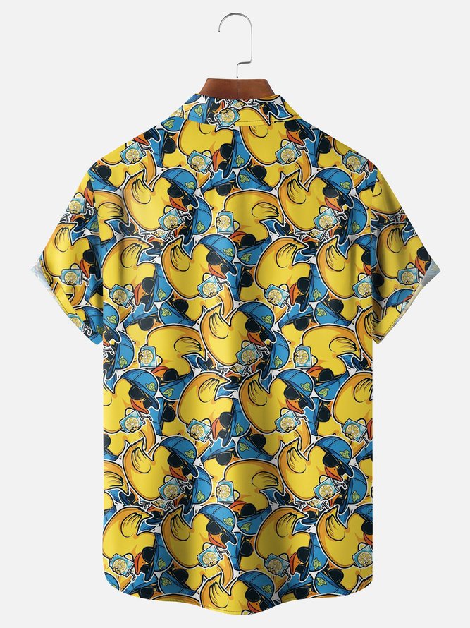 Moisture-wicking Duck Chest Pocket Hawaiian Shirt