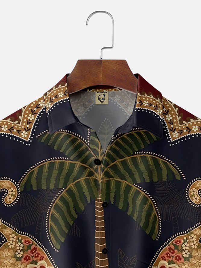 Moisture-wicking Classic Retro Art Leopard Print Avant-garde Chest Pocket Hawaiian Shirt