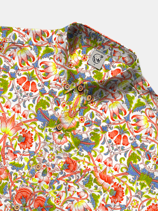 The White Lotus Cotton Shirt Surreal Nature-Inspired Statement