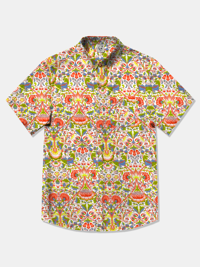 The White Lotus Cotton Shirt Surreal Nature-Inspired Statement