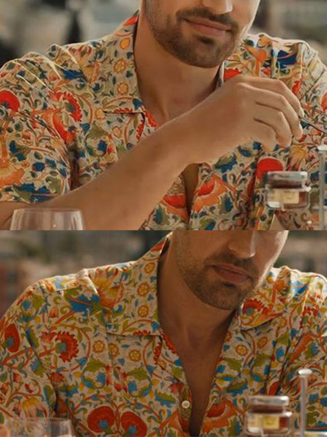 The White Lotus Cotton Shirt Surreal Nature-Inspired Statement