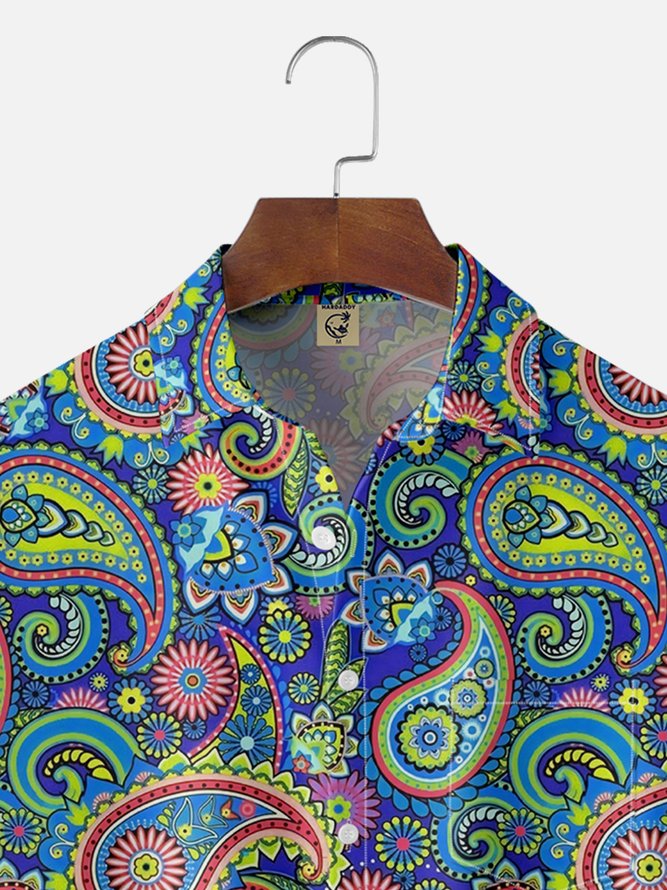 Moisture Wicking Paisley Chest Pocket Hawaiian Shirt