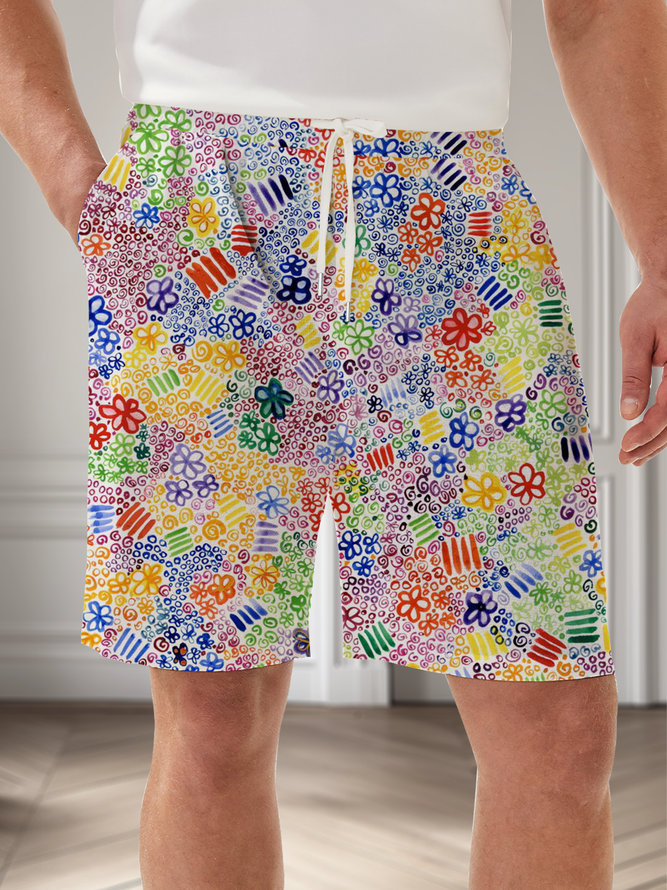 Moisture Wicking Floral Casual Shorts