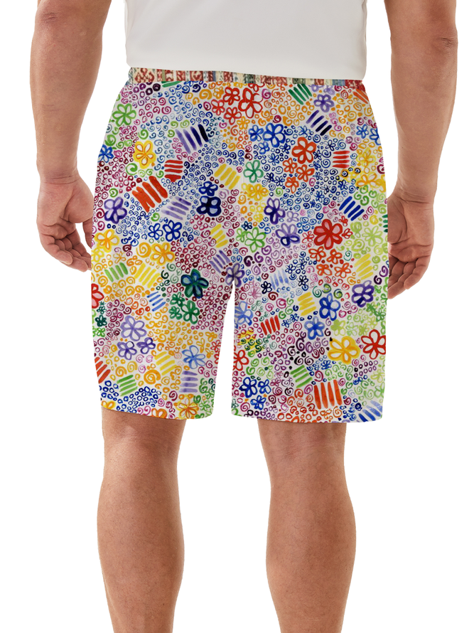 Moisture Wicking Floral Casual Shorts