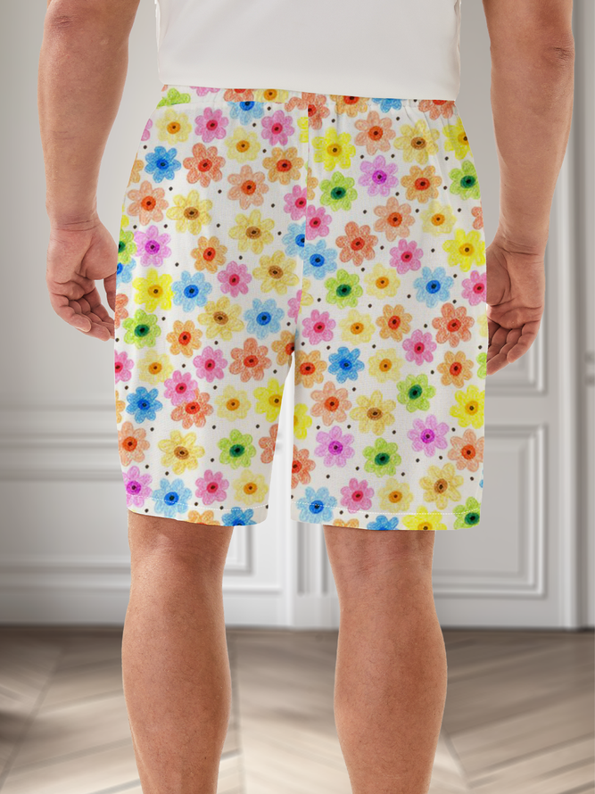 Moisture Wicking Floral Casual Shorts