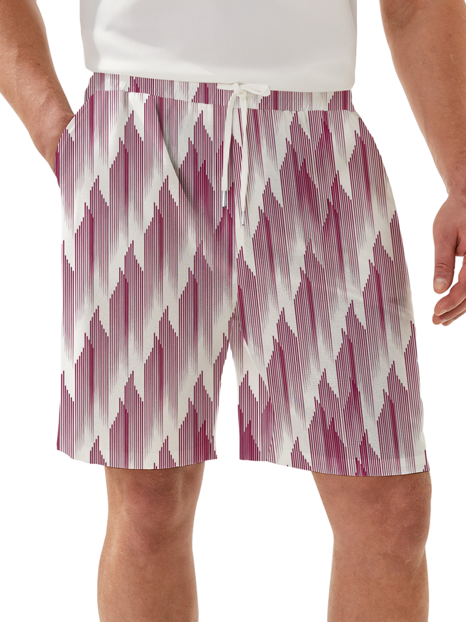 Moisture Wicking Abstract Geometric Casual Shorts