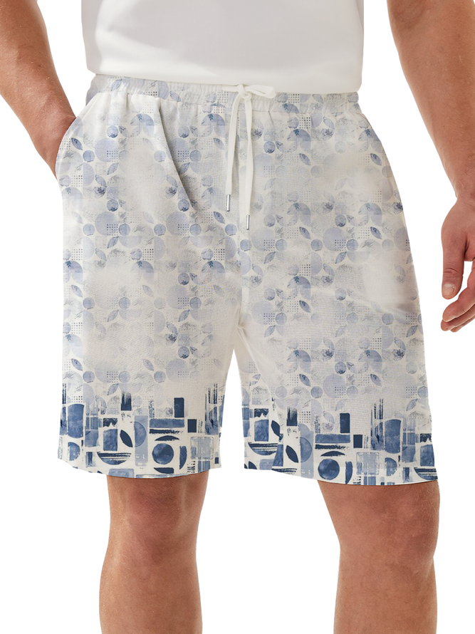 Moisture Wicking Abstract Geometric Casual Shorts