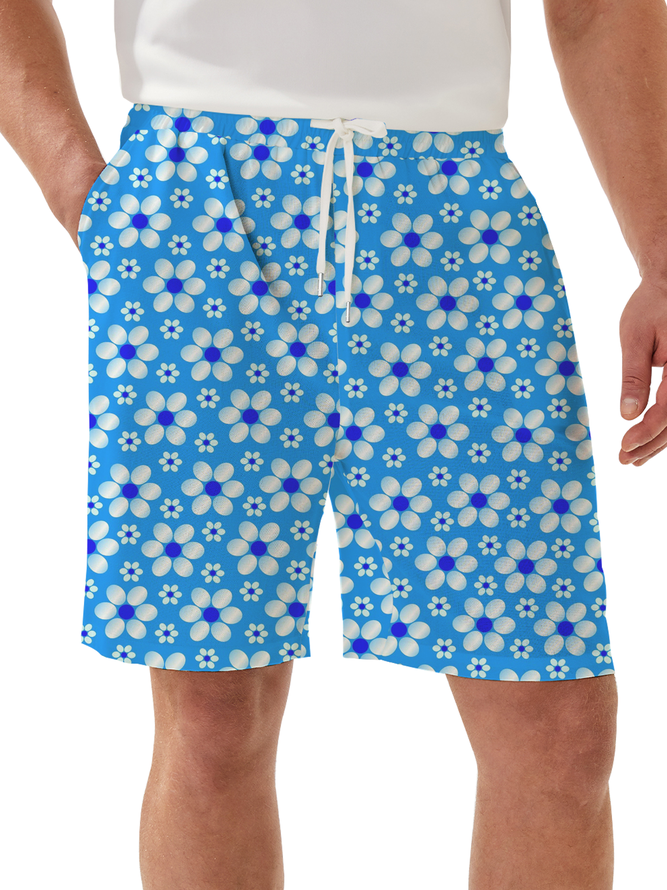 Moisture Wicking Floral Casual Shorts