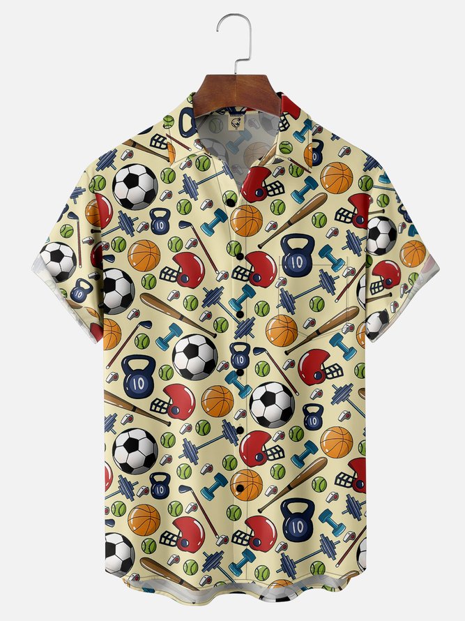 Moisture-wicking Football Baseball Rugby Fun Chest Pocket Casual Shirt