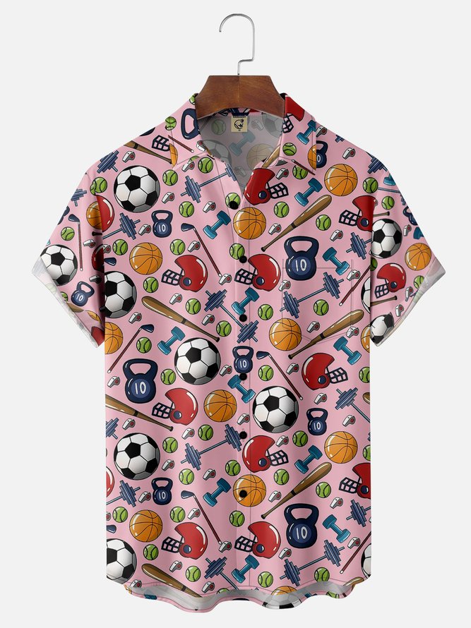 Moisture-wicking Football Baseball Rugby Fun Chest Pocket Casual Shirt
