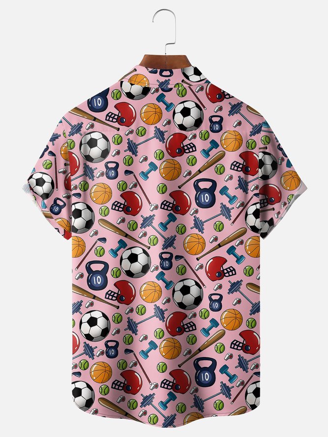 Moisture-wicking Football Baseball Rugby Fun Chest Pocket Casual Shirt