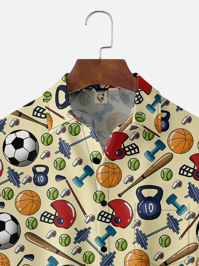 Moisture-wicking Football Baseball Rugby Fun Chest Pocket Casual Shirt