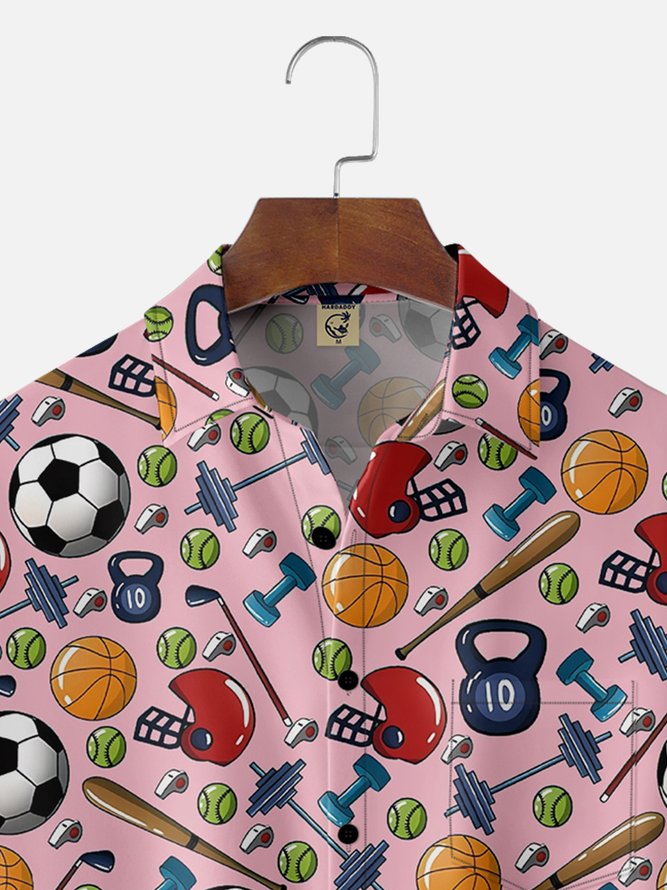 Moisture-wicking Football Baseball Rugby Fun Chest Pocket Casual Shirt