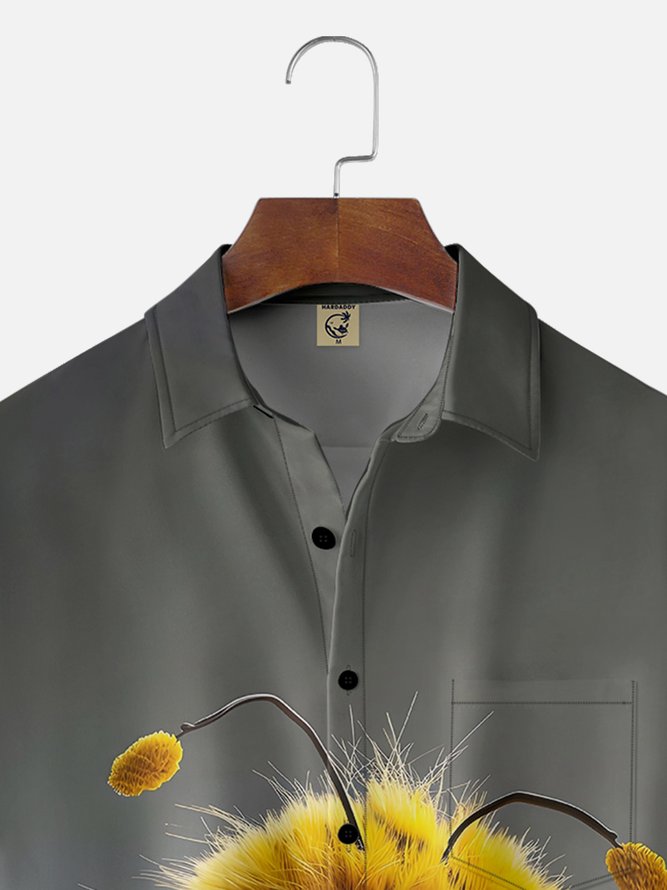 Moisture-wicking Violent Bee Fun Art Chest Pocket Hawaiian Shirt